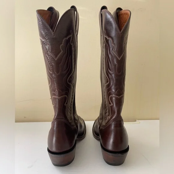 NWT Alberta Boots Brown Cowhide Leather Western Cowboy Boots Men Size 9 US - Picture 3 of 8